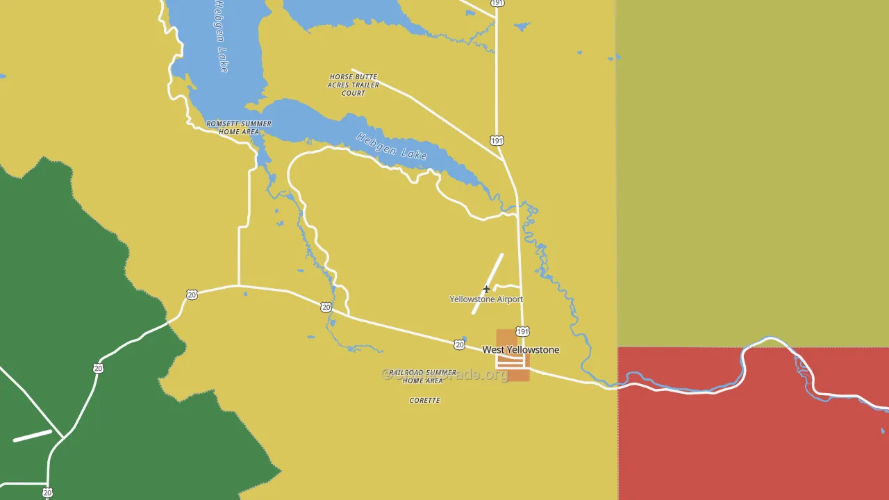 West Yellowstone, MT Map of Vehicle Theft Rates