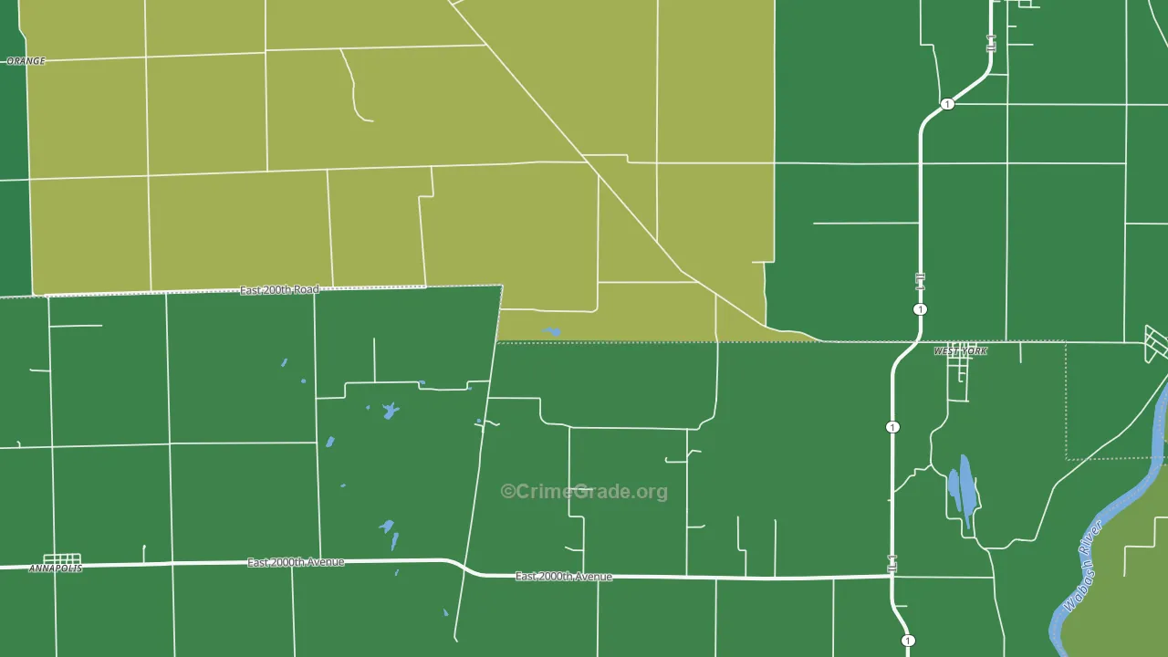 West York, IL Map of Vehicle Theft Rates