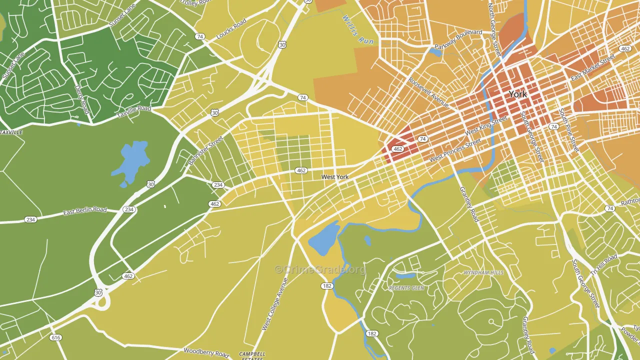 West York, PA Map of Vehicle Theft Rates