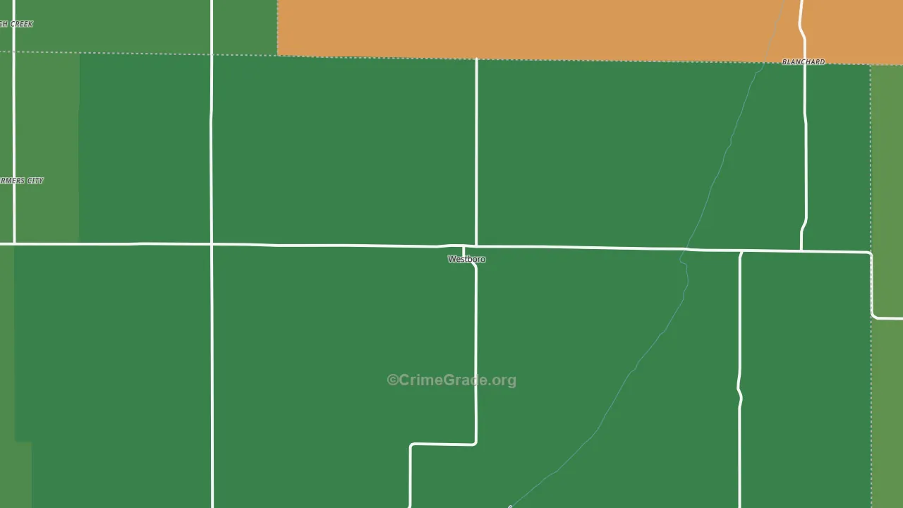 Westboro, MO Map of Vehicle Theft Rates