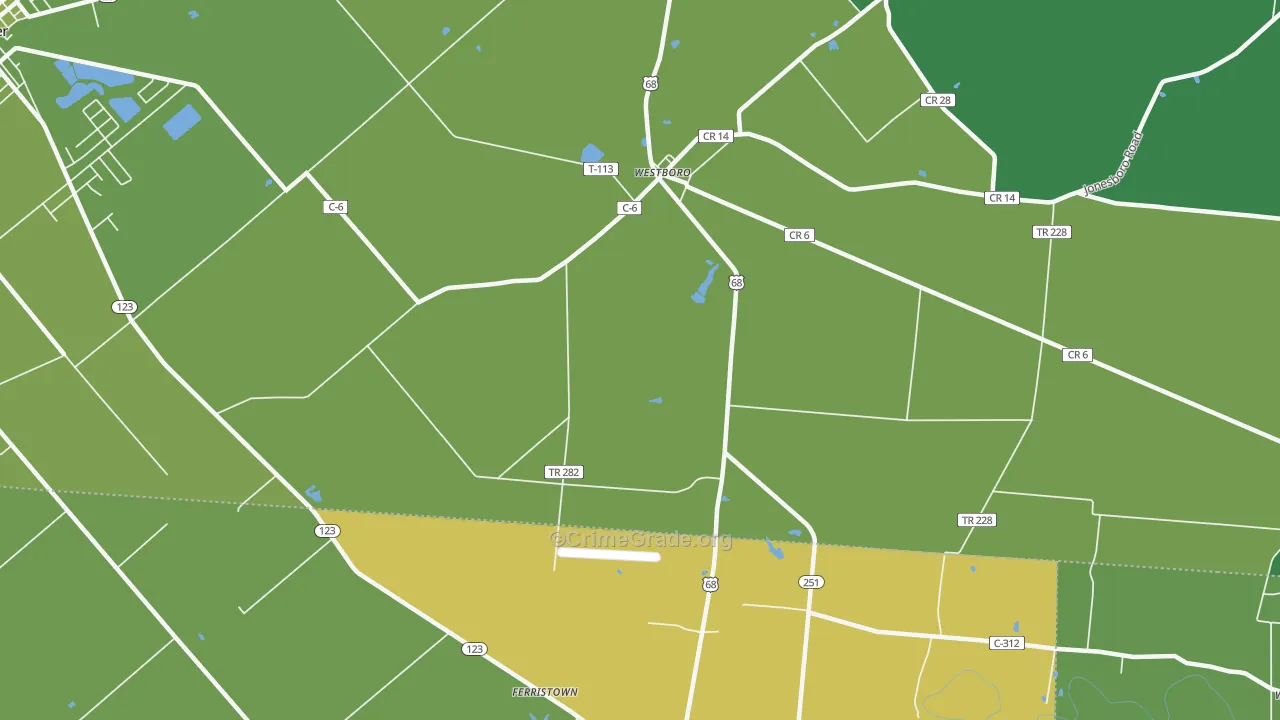 Westboro, OH Map of Vehicle Theft Rates