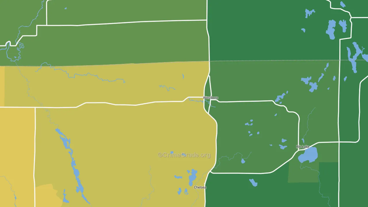 Westboro, WI Map of Vehicle Theft Rates