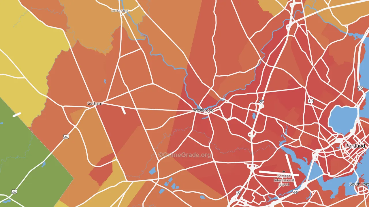 Westbrook, ME Map of Vehicle Theft Rates