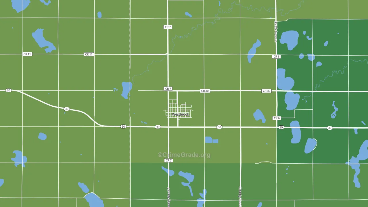 Westbrook, MN Map of Vehicle Theft Rates