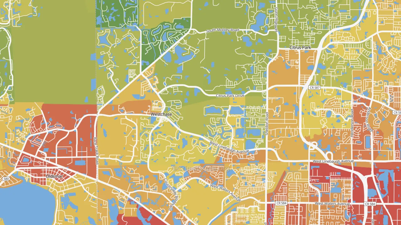 Westchase, FL Map of Vehicle Theft Rates