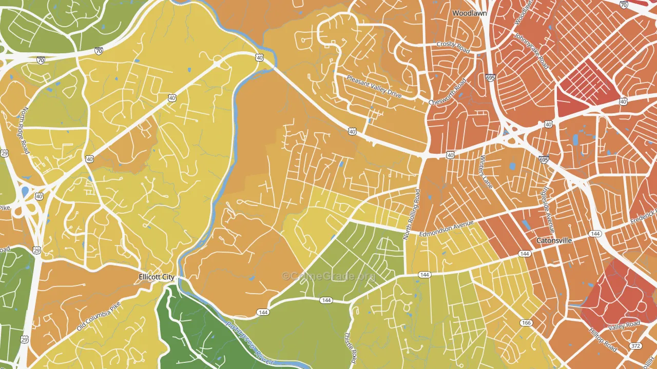 Westchester, Catonsville, MD Map of Vehicle Theft Rates