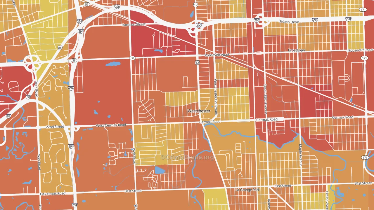 Westchester, IL Map of Vehicle Theft Rates