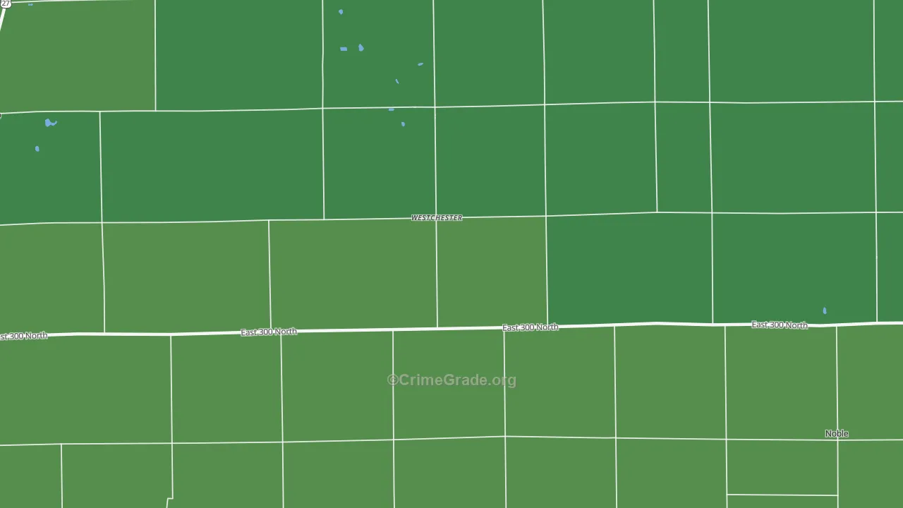 Westchester, IN Map of Vehicle Theft Rates