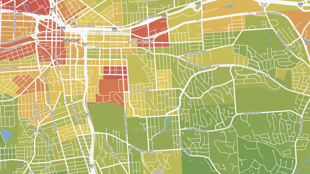 Westcott, Syracuse, NY Map of Vehicle Theft Rates