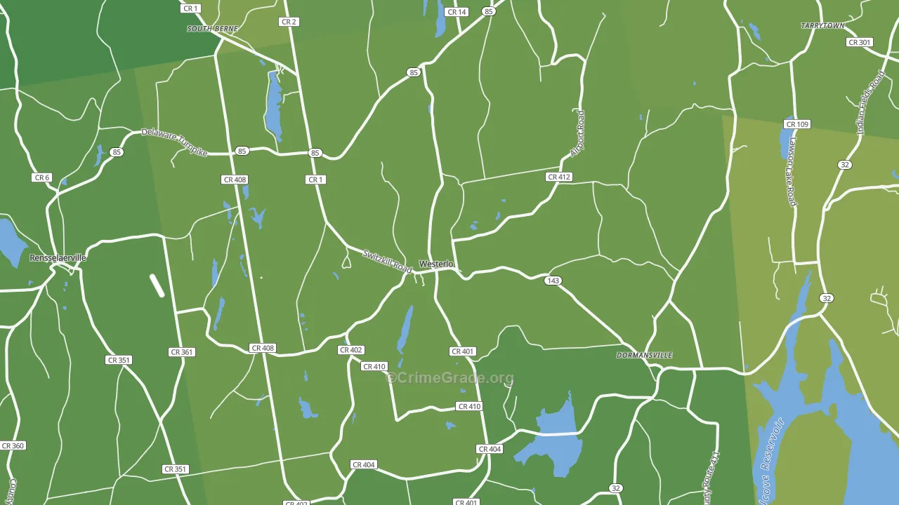 Westerlo, NY Map of Vehicle Theft Rates