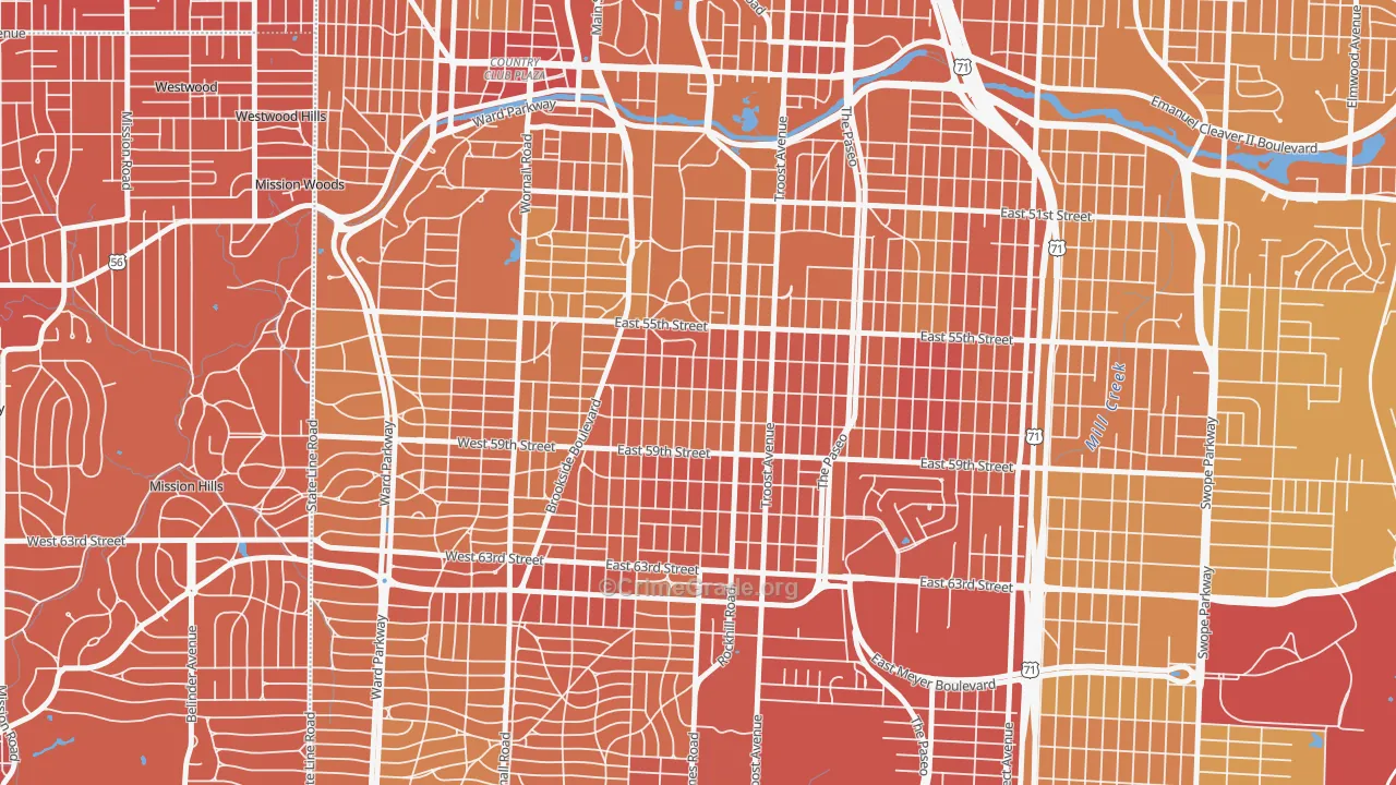 Western 49-63, Kansas City, MO Map of Vehicle Theft Rates