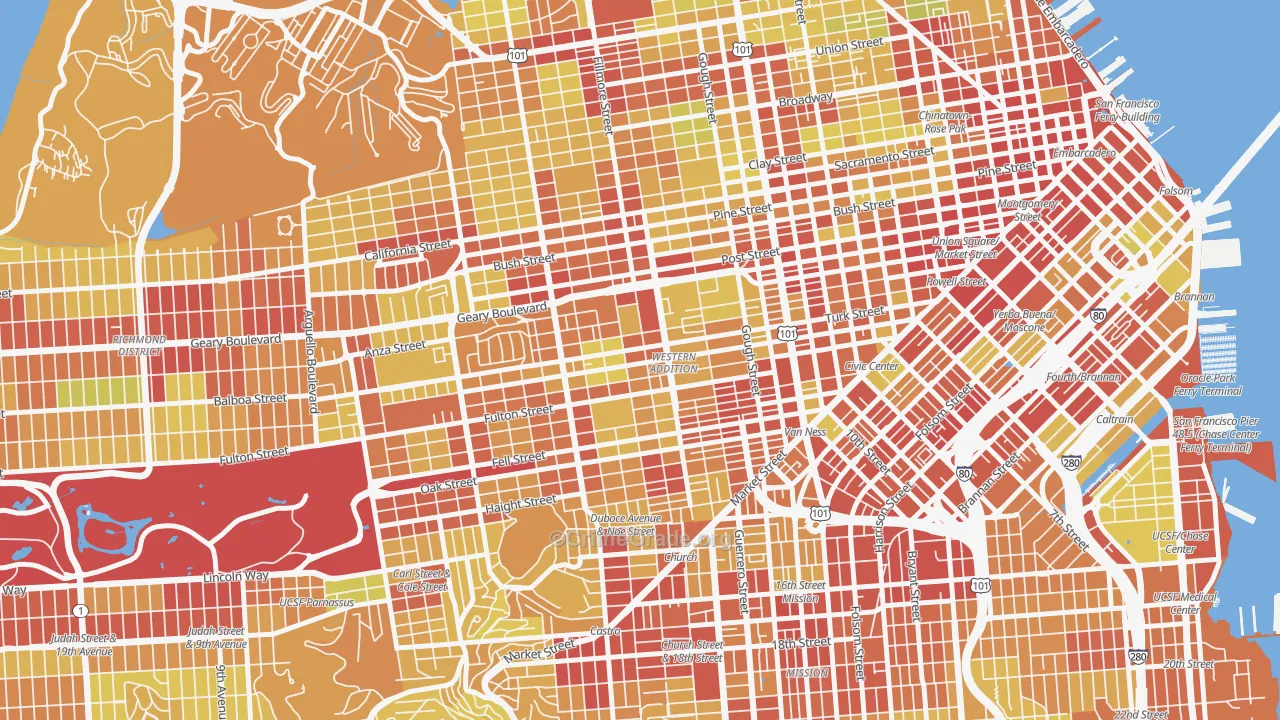 Western Addition, San Francisco, CA Map of Vehicle Theft Rates