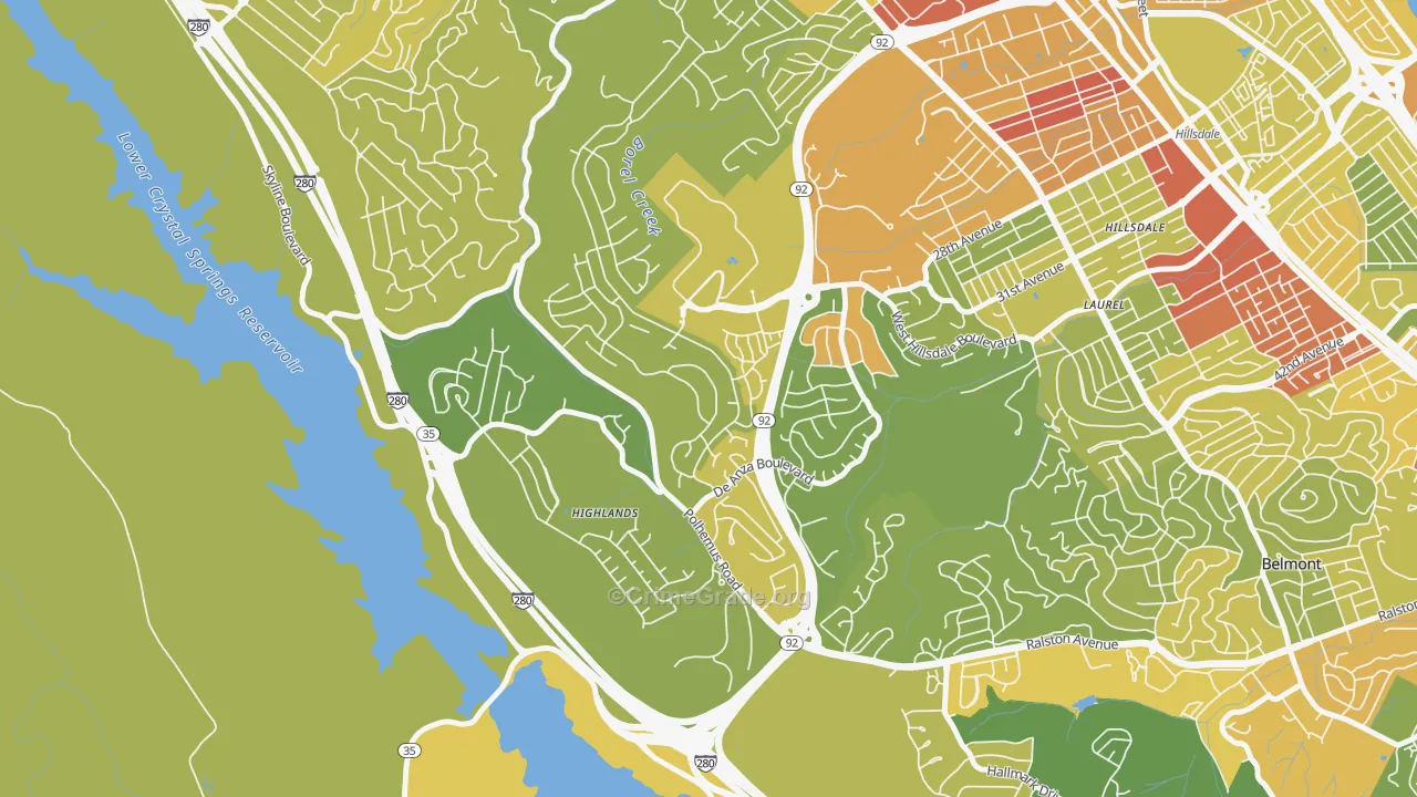 Western Hills, San Mateo, CA Map of Vehicle Theft Rates