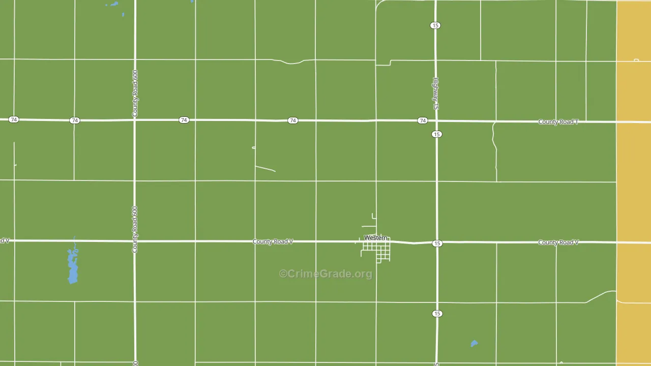 Western, NE Map of Vehicle Theft Rates