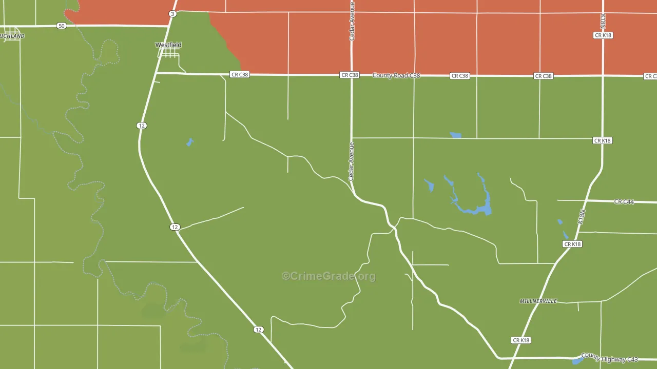 Westfield, IA Map of Vehicle Theft Rates