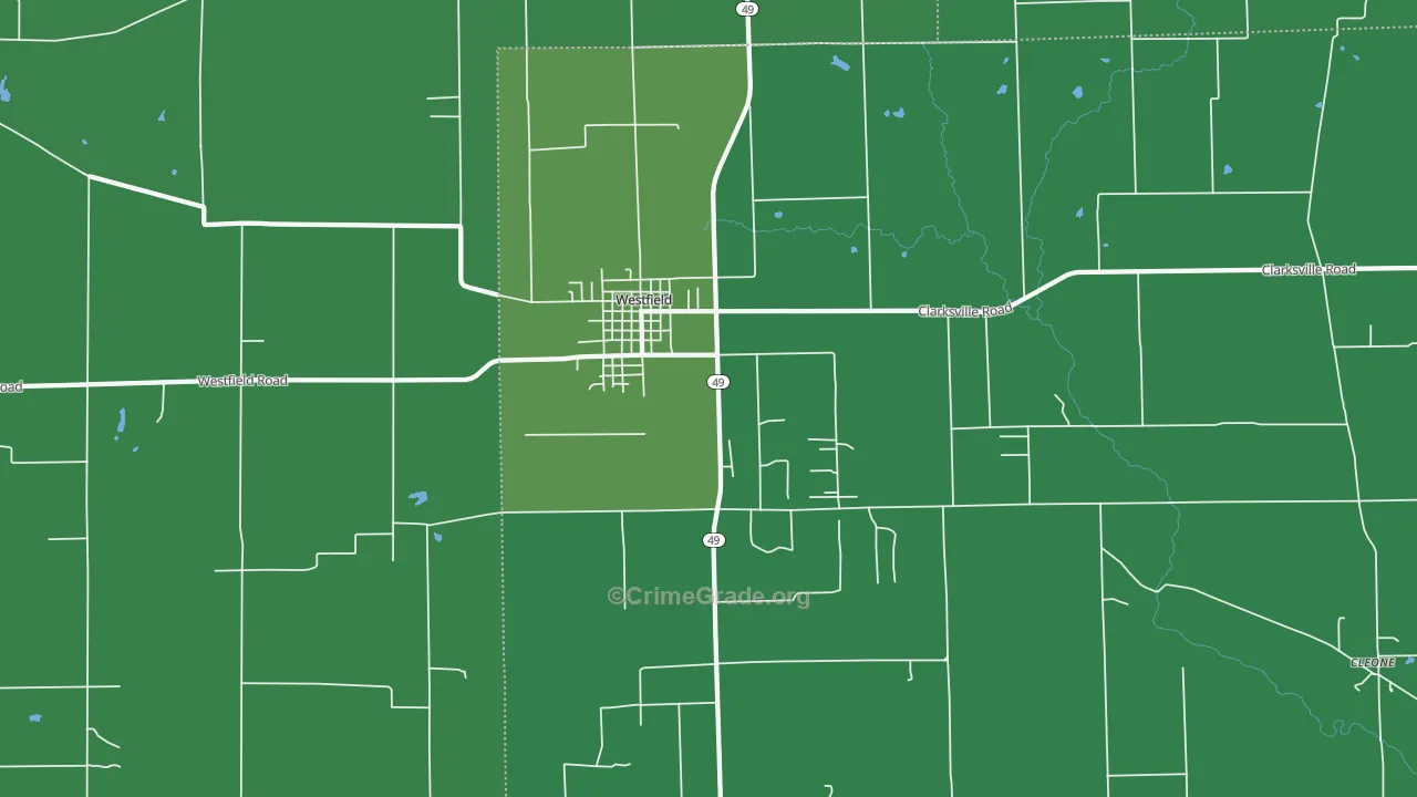 Westfield, IL Map of Vehicle Theft Rates