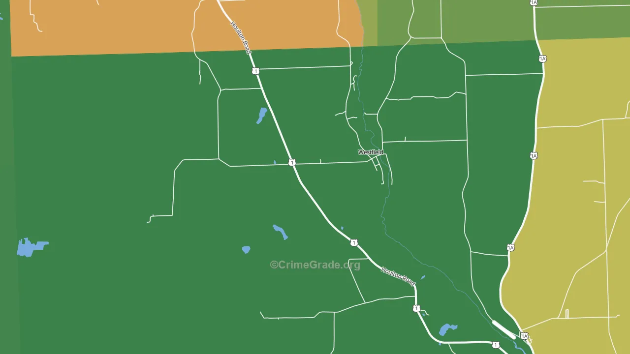 Westfield, ME Map of Vehicle Theft Rates