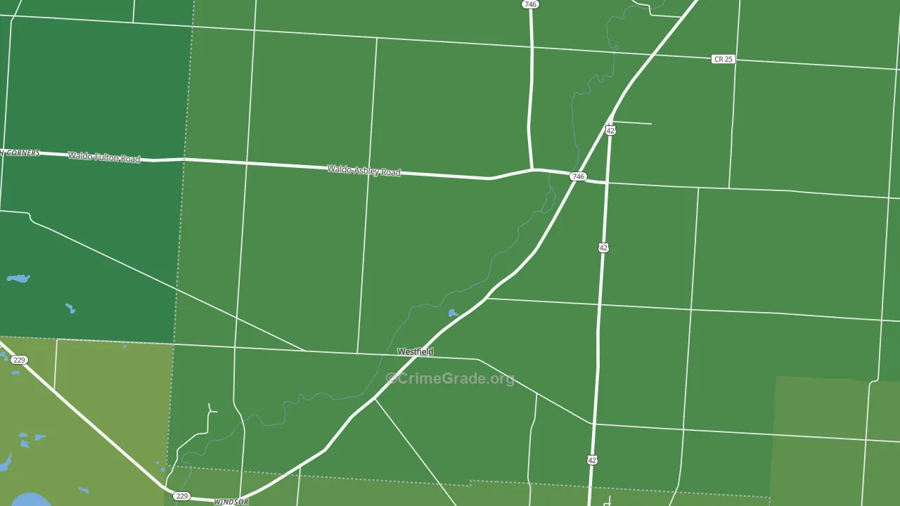 Westfield, OH Map of Vehicle Theft Rates