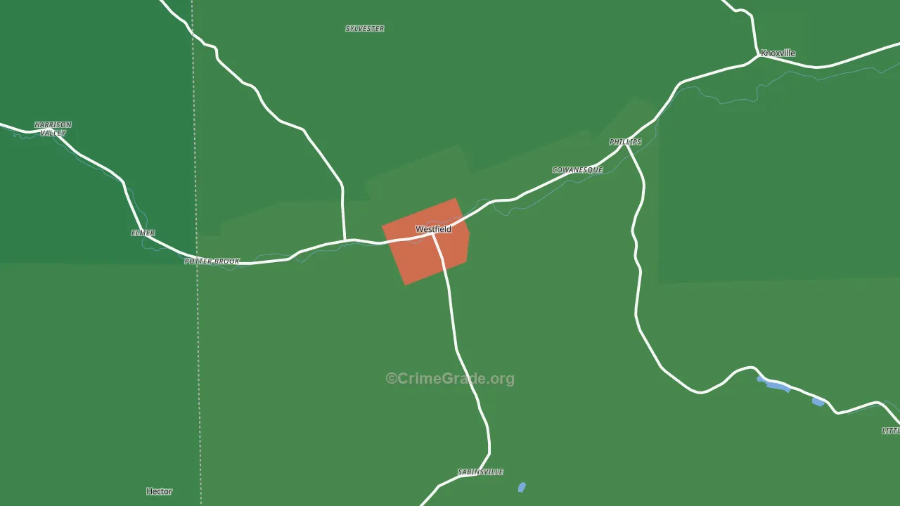 Westfield, PA Map of Vehicle Theft Rates