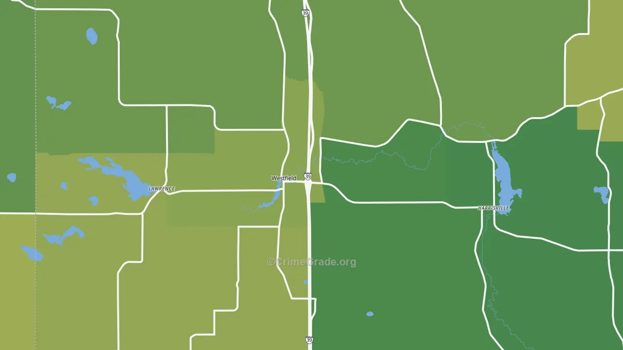 Westfield, WI Map of Vehicle Theft Rates