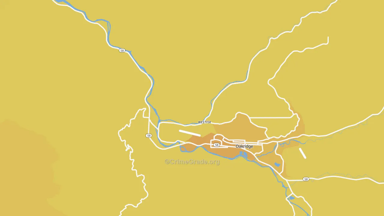 Westfir, OR Map of Vehicle Theft Rates