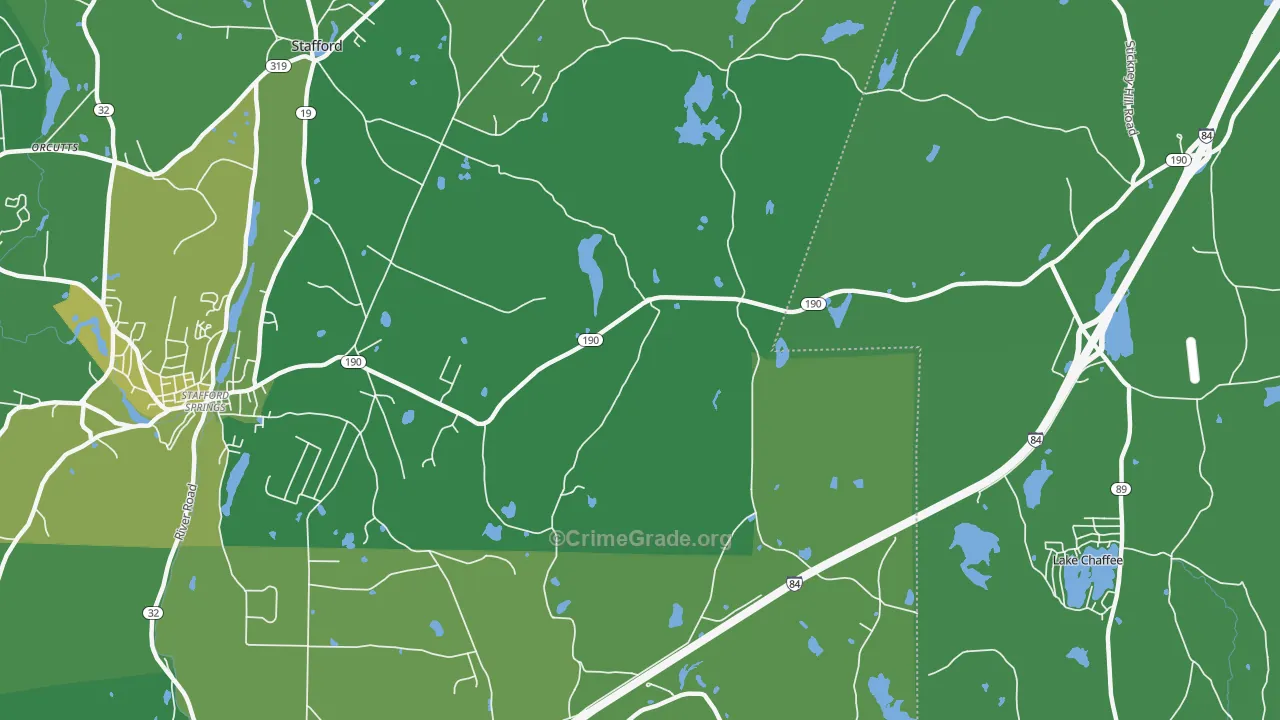 Westford, CT Map of Vehicle Theft Rates