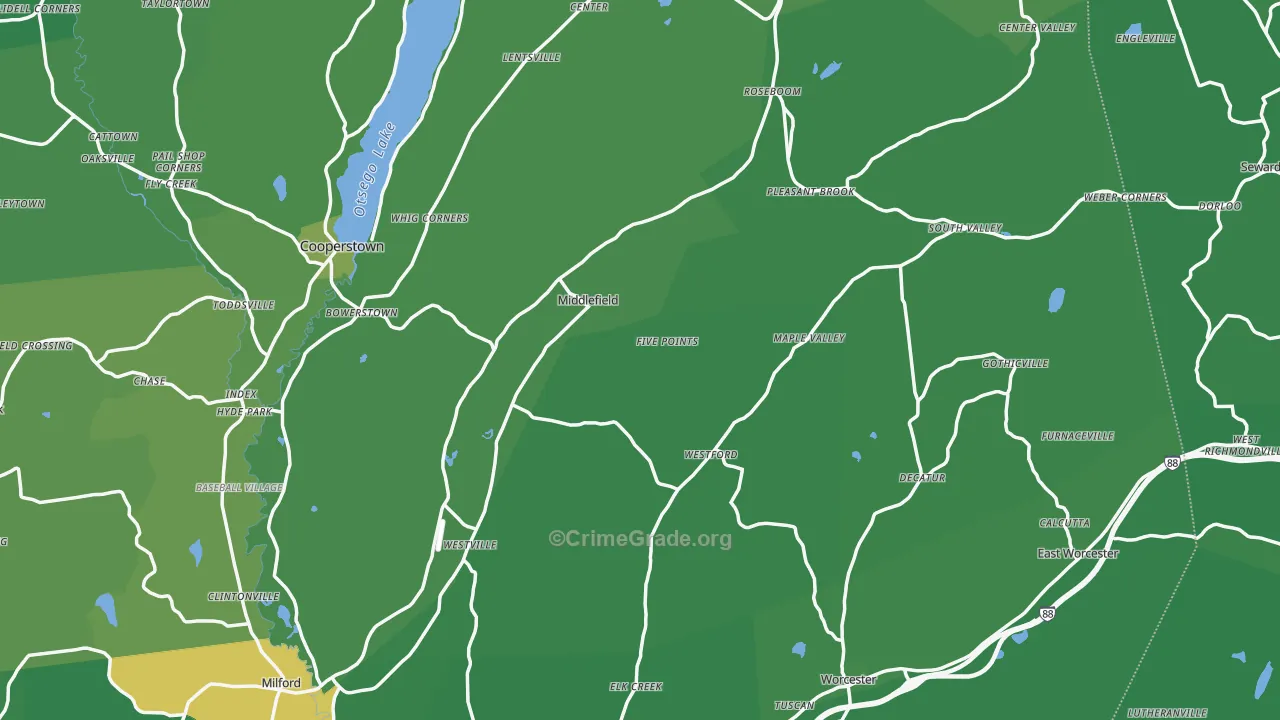 Westford, NY Map of Vehicle Theft Rates