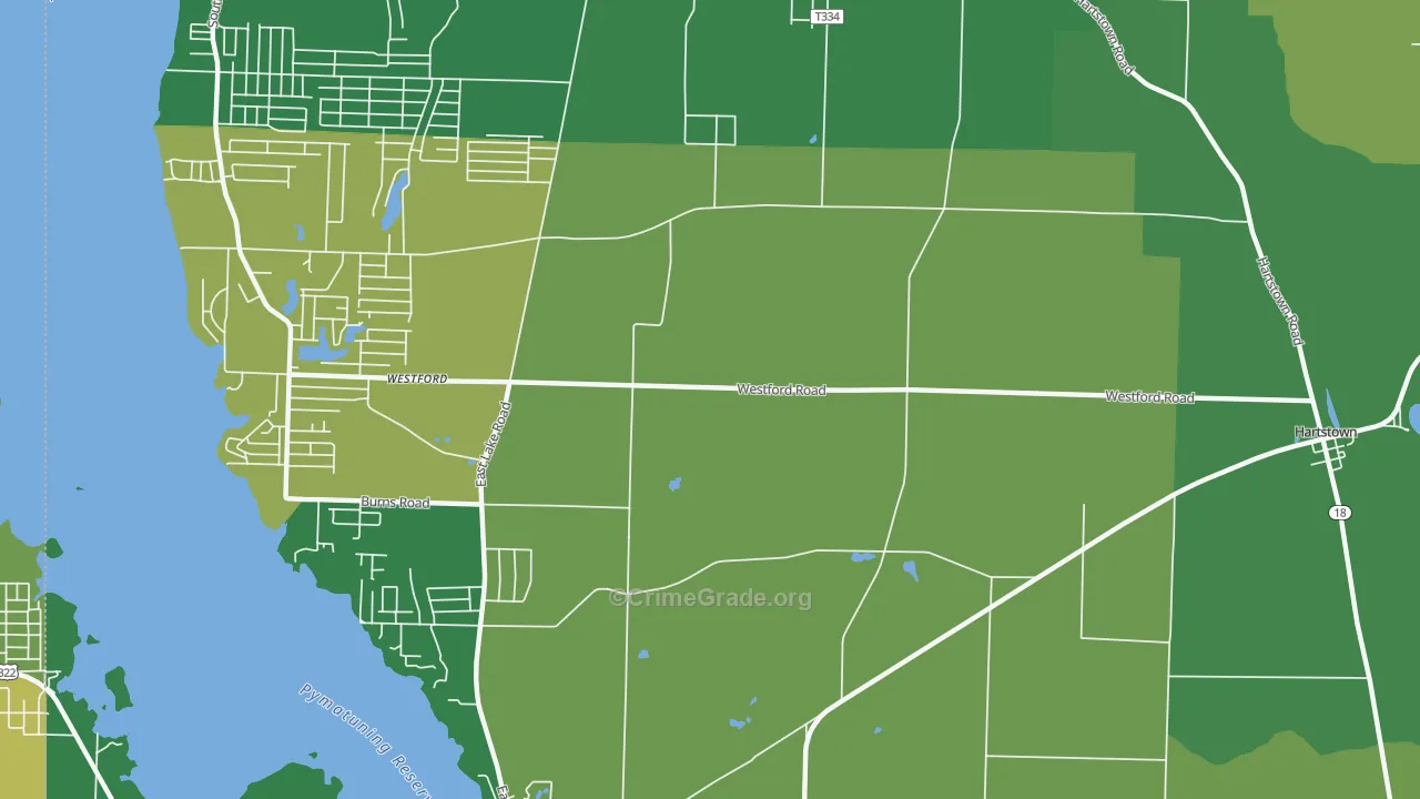 Westford, PA Map of Vehicle Theft Rates
