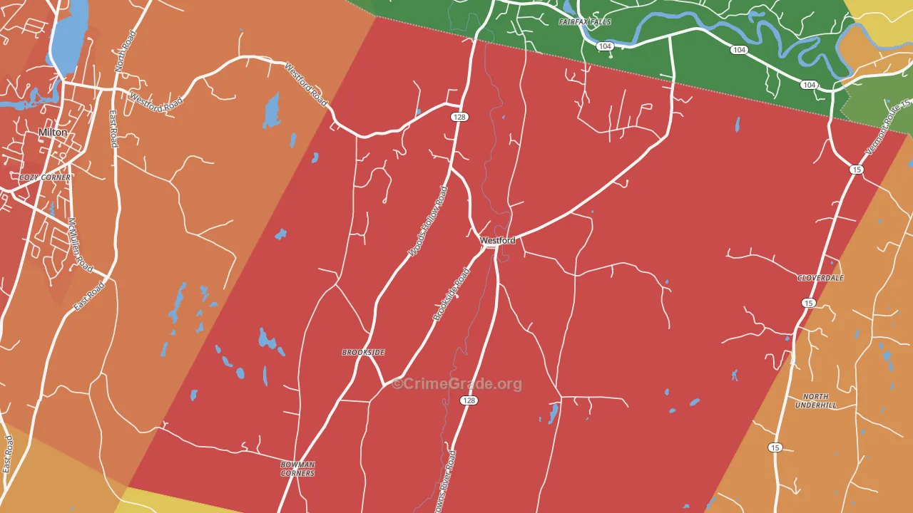 Westford, VT Map of Vehicle Theft Rates