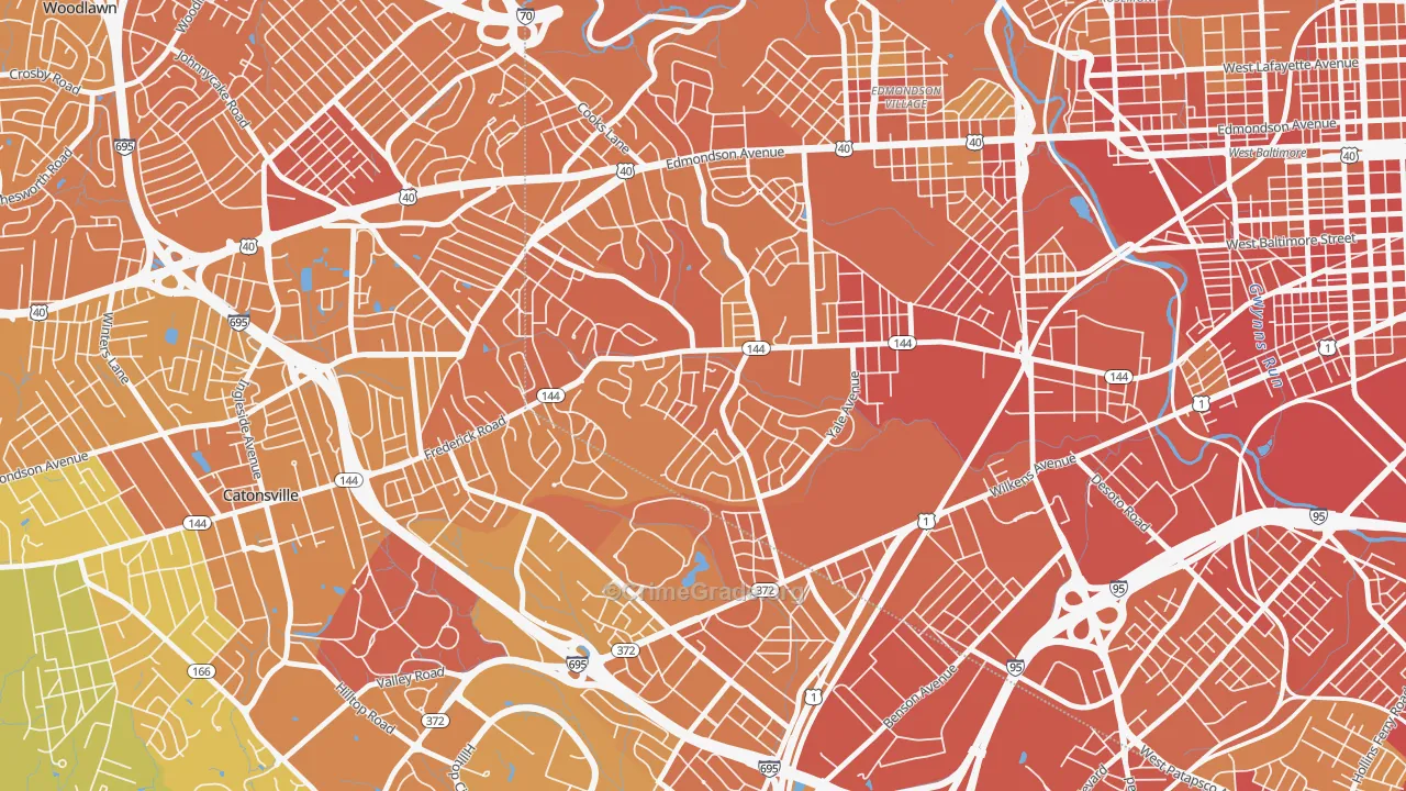Westgate, Baltimore, MD Map of Vehicle Theft Rates