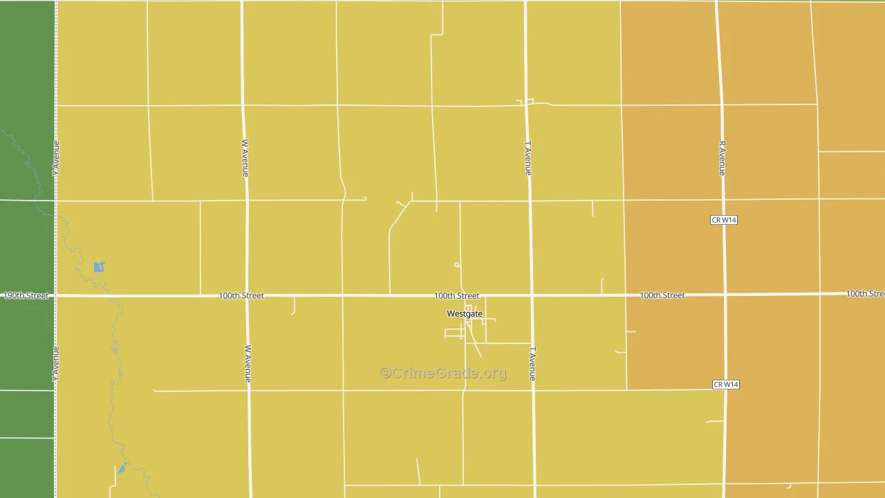 Westgate, IA Map of Vehicle Theft Rates