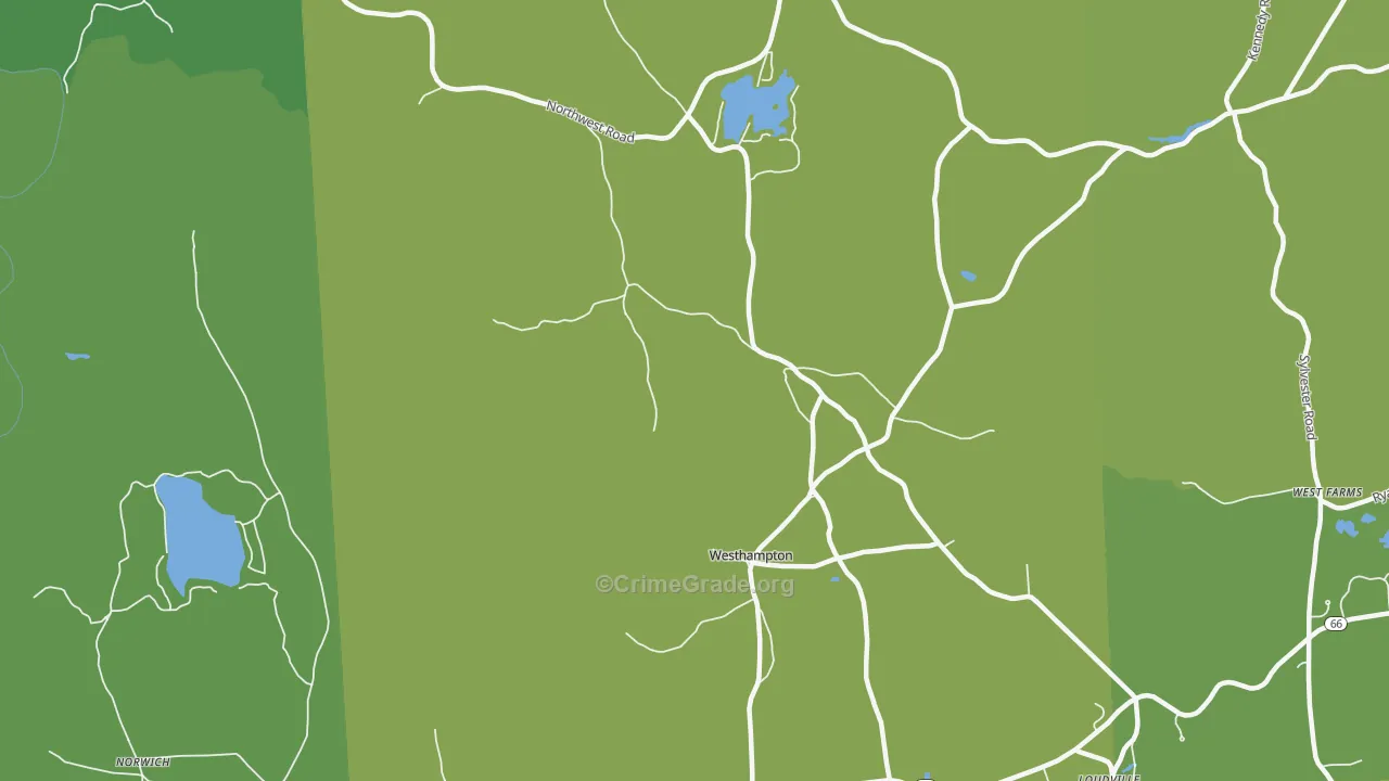 Westhampton, MA Map of Vehicle Theft Rates