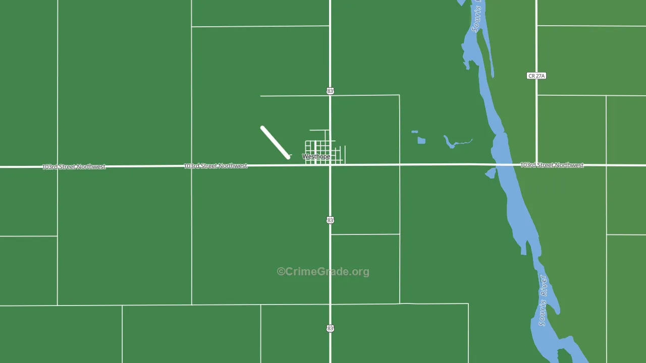 Westhope, ND Map of Vehicle Theft Rates
