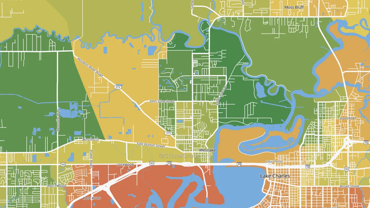 Westlake, LA Map of Vehicle Theft Rates
