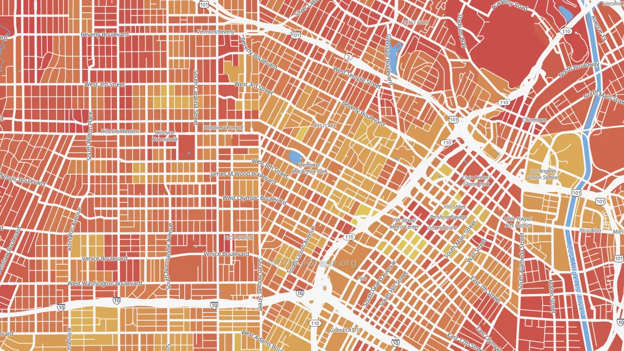 Westlake, Los Angeles, CA Map of Vehicle Theft Rates