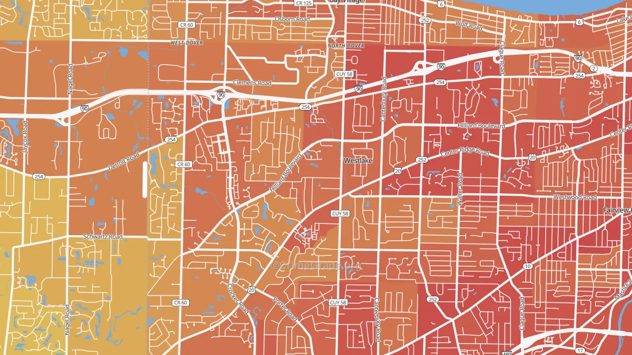 Westlake, OH Map of Vehicle Theft Rates