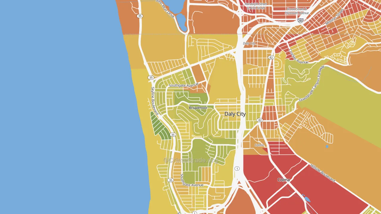 Westlake-San Francisco, Daly City, CA Map of Vehicle Theft Rates