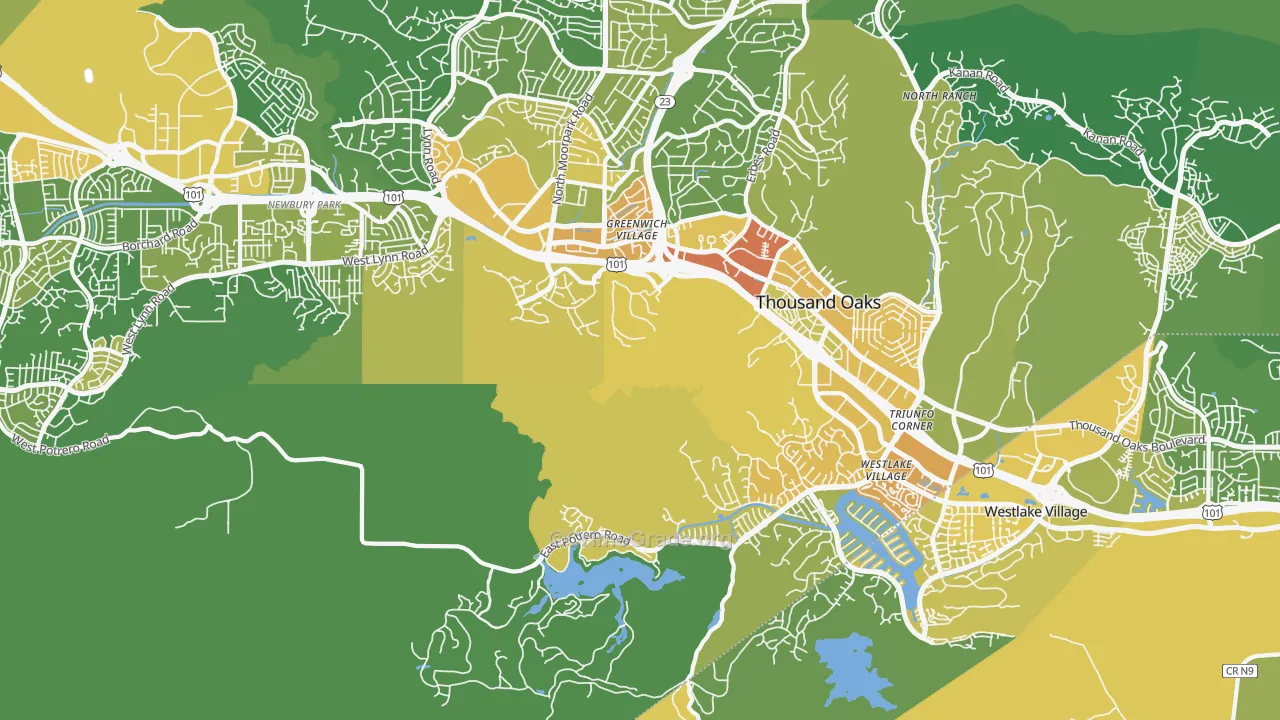Westlake Village, Westlake Village, CA Map of Vehicle Theft Rates
