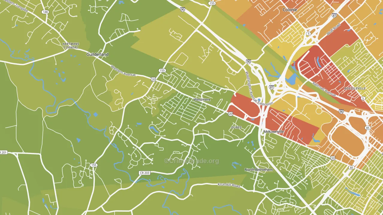 Westmere, NY Map of Vehicle Theft Rates