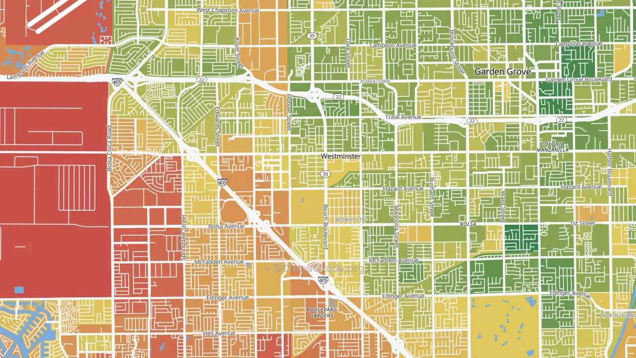 Westminster, CA Map of Vehicle Theft Rates