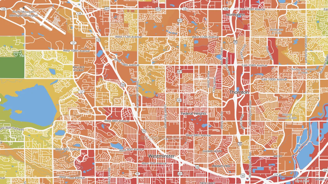 Westminster, CO Map of Vehicle Theft Rates