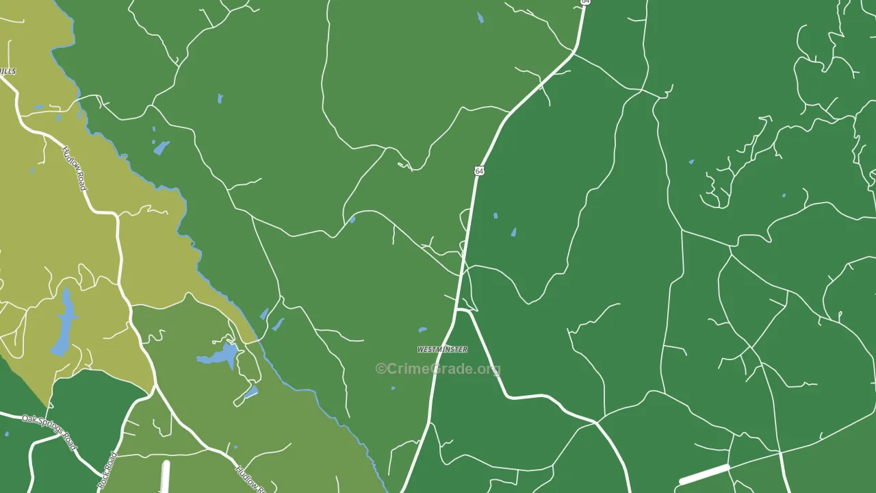 Westminster, NC Map of Vehicle Theft Rates
