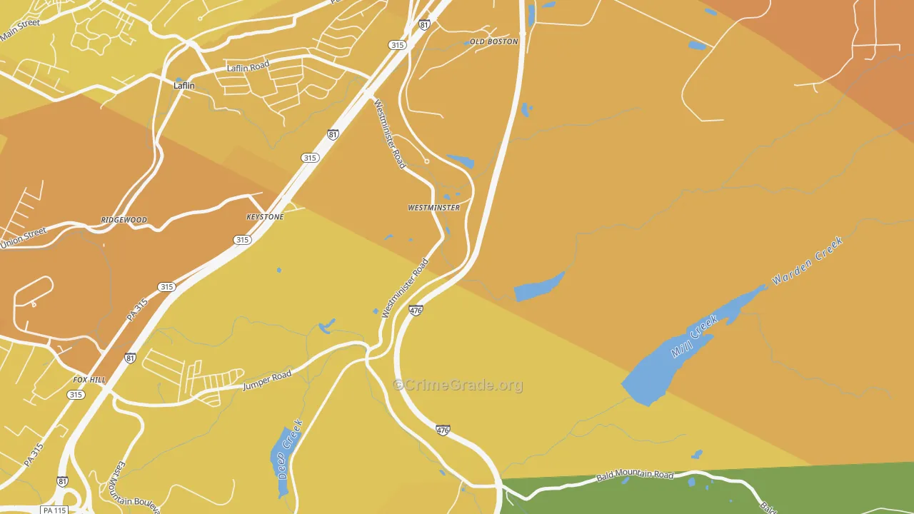 Westminster, PA Map of Vehicle Theft Rates