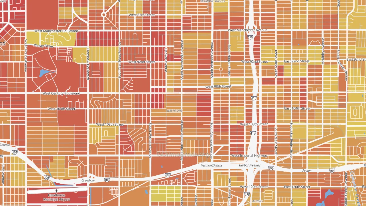 Westmont, CA Map of Vehicle Theft Rates