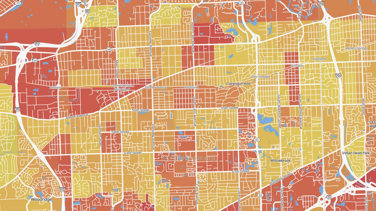 Westmont, IL Map of Vehicle Theft Rates