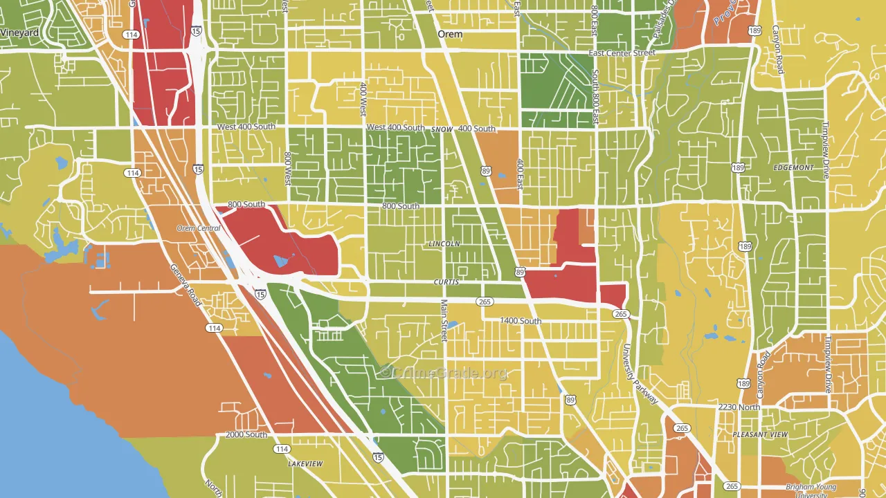 Westmore, Orem, UT Map of Vehicle Theft Rates