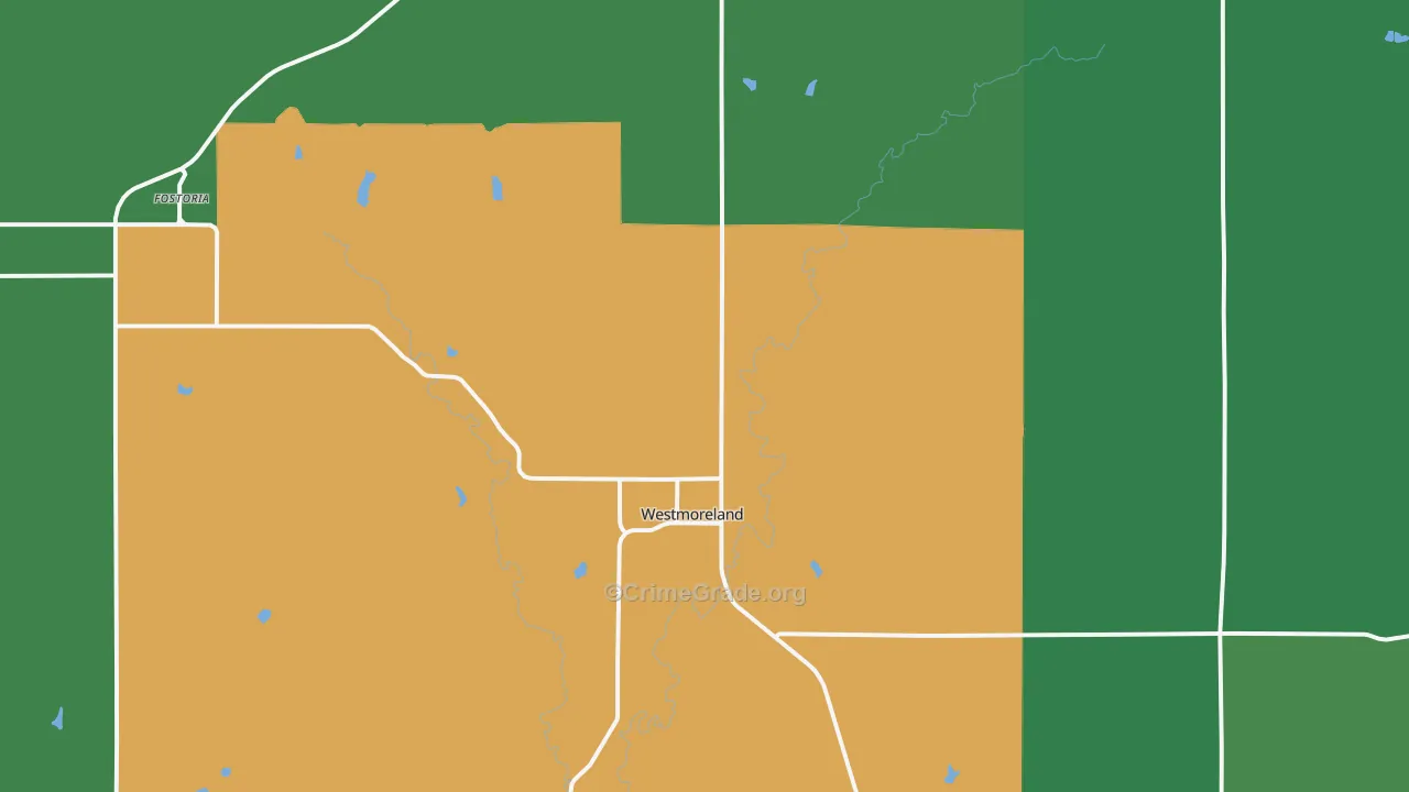 Westmoreland, KS Map of Vehicle Theft Rates