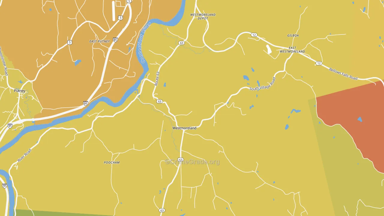 Westmoreland, NH Map of Vehicle Theft Rates