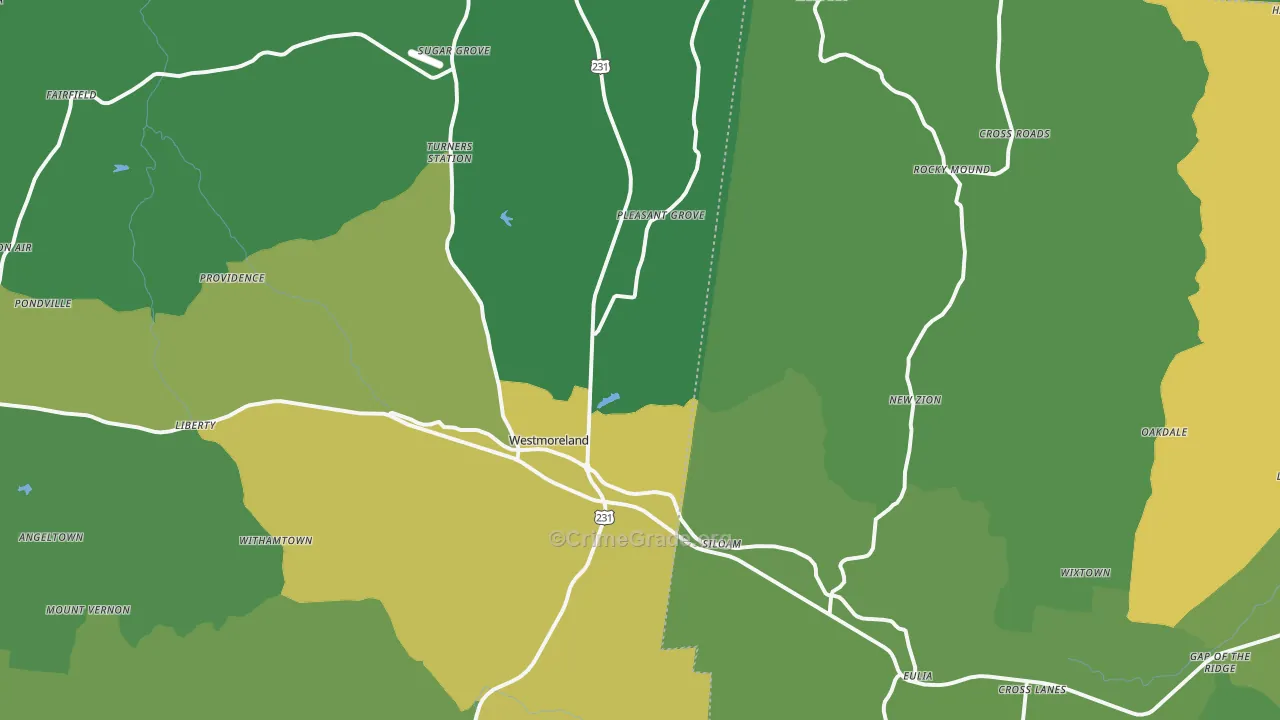 Westmoreland, TN Map of Vehicle Theft Rates