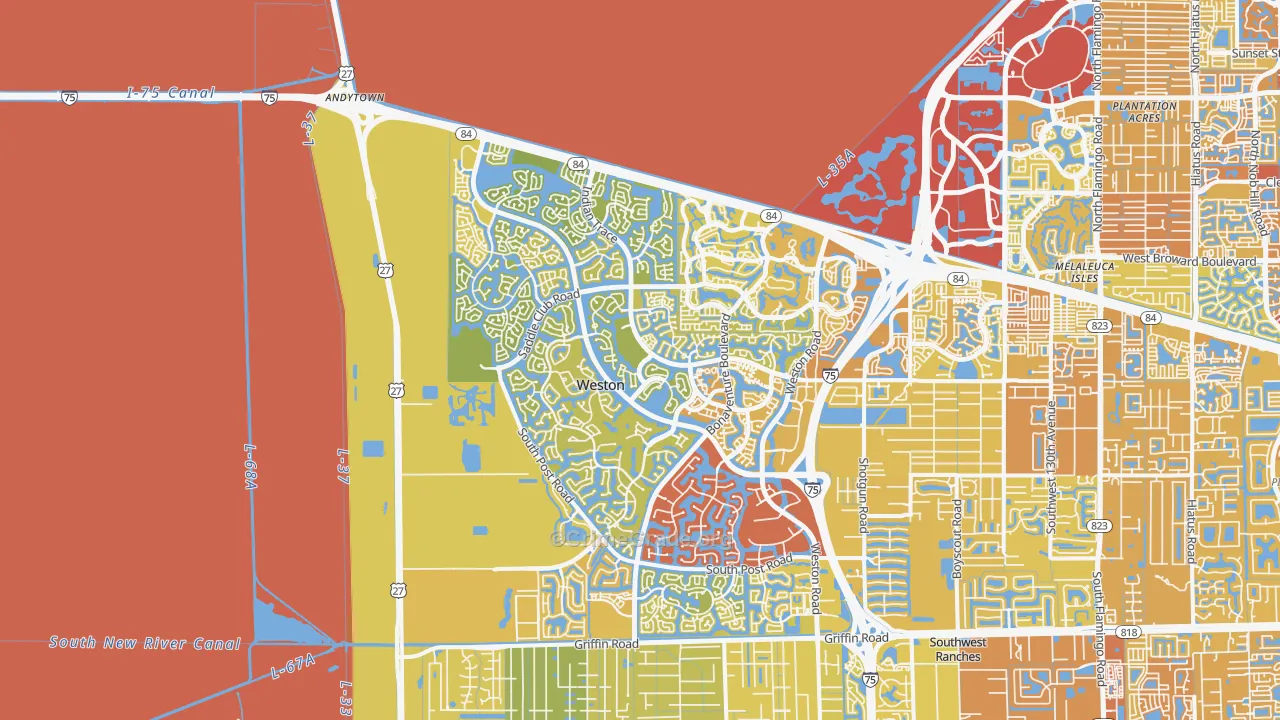 Weston, FL Map of Vehicle Theft Rates